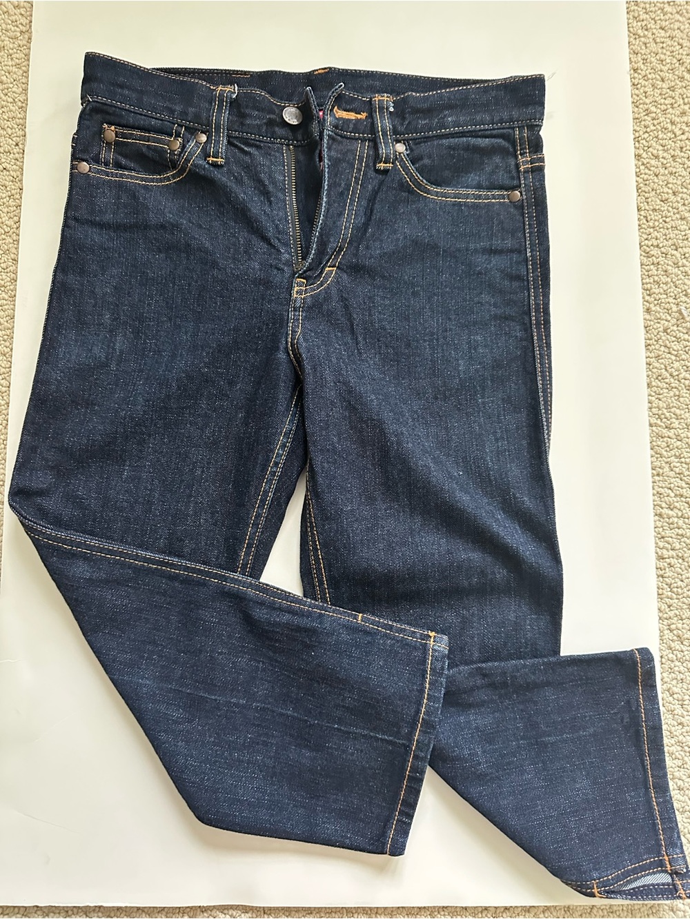 2000s Divided by H&M Deep Indigo dark rinse cropped flared leg mid rise Jeans